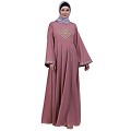 Emirates Umbrella abaya with embroidery work-Baby Pink